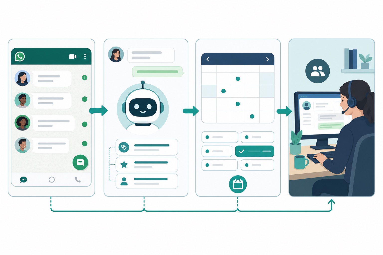 Pipeline WhatsApp: lead, triagem, agendamento e handoff