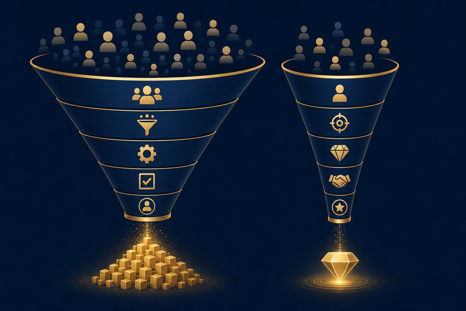 Dois funis paralelos: volume local e valor de maior ticket